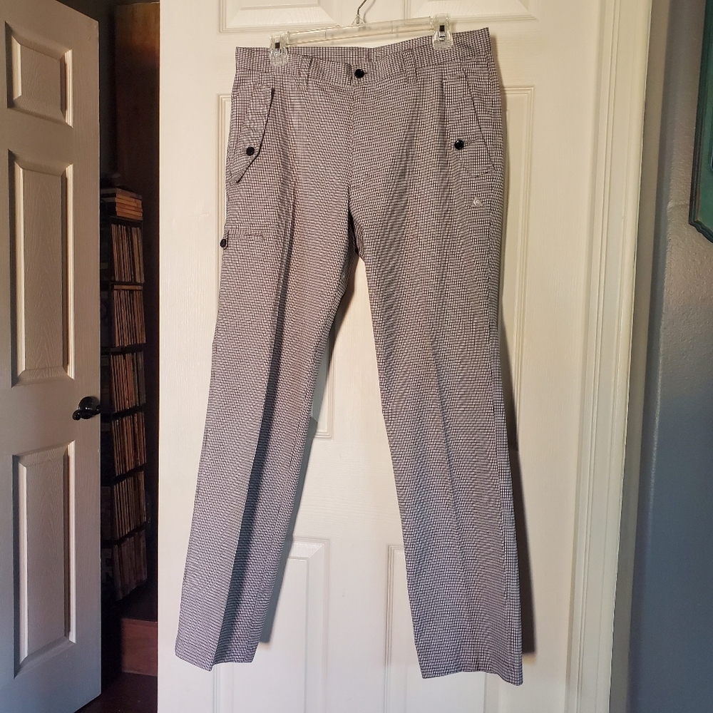 Le Coq Sportif Golf Collection‎ Pants Gray Plaid High-rise Straight Leg Size 31